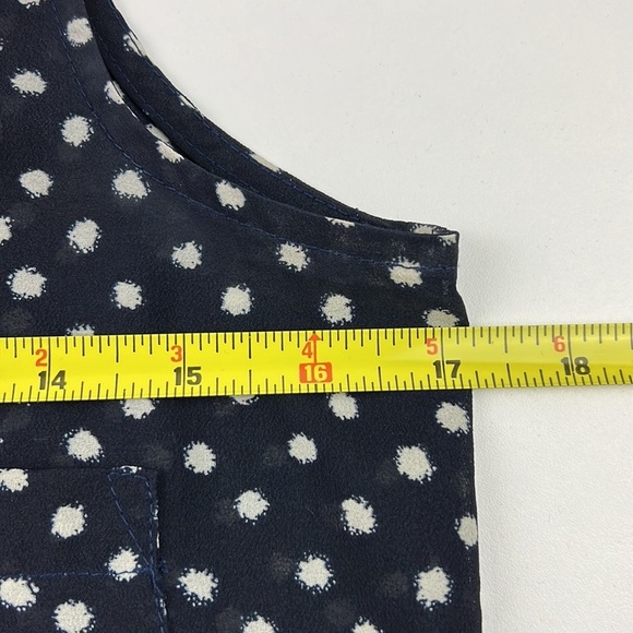 Aqua blue beige polka dot sleeveless tank top - Picture 5 of 7